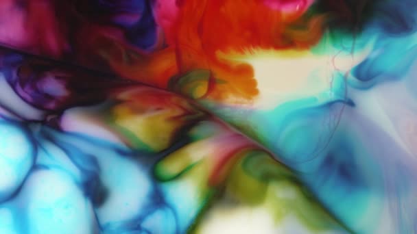Abstract acrylic paint movements in milk liquid - Footage, Video