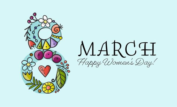 International Women s Day. Greeting card for your design. 8th of march - Vetor, Imagem