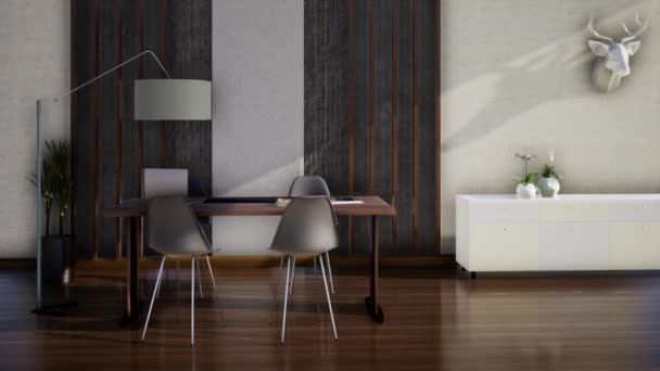 diseño interior de la habitación moderna con pared blanca y negra, video animación 3d renderizado
 - Metraje, vídeo