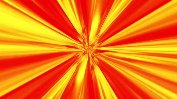 Abstraktní červené a žluté futuristické světelné paprsky kruh pozadí vzor animace. Pop Art barva styl červená žlutá pruhy světlice paprsky pozadí pohybu videa. Komické abstraktní pozadí čáry. - Záběry, video