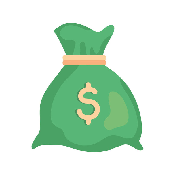 sac d'argent, sac d'argent dessin animé simple et signe dollar - Vecteur, image