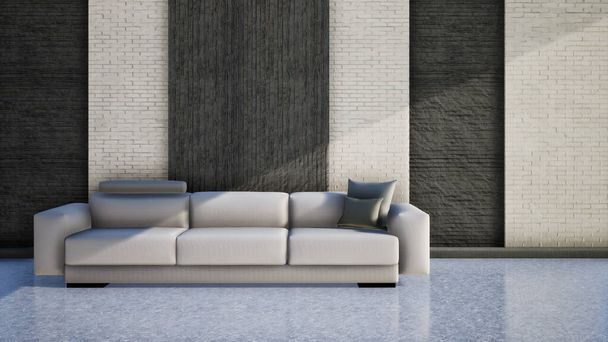 nappali belsőépítészet modern stílusban, 3D-s renderelés háttér - Fotó, kép