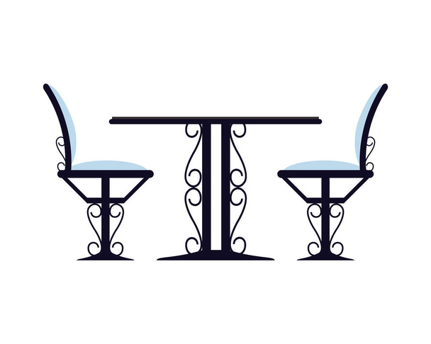 tyylikäs takorauta pöytä ja tuolit
 - Vektori, kuva
