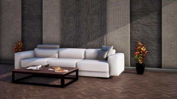 Diseño interior moderno de sala de estar, 3d reproducción de vídeo 4k. - Metraje, vídeo