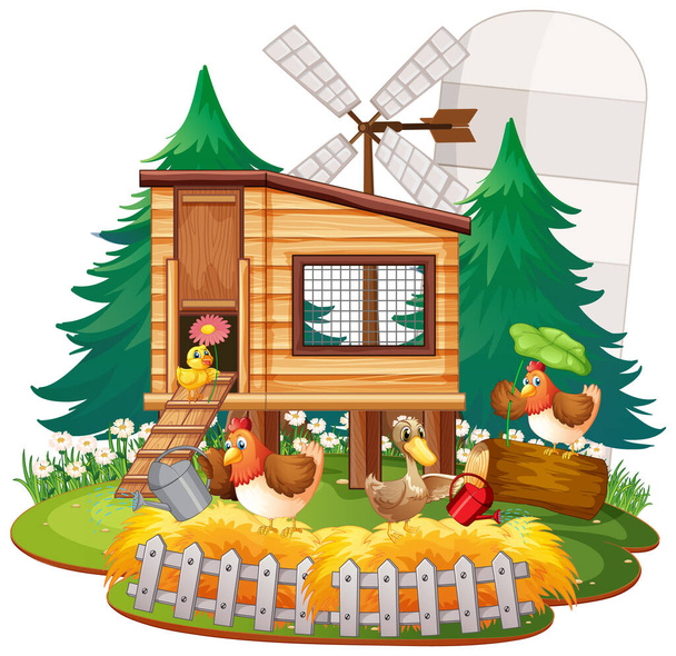Farm theme background with farm animals  illustration - Vector, Image