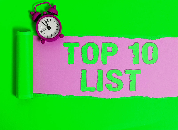 Handschrift Text Top 10 Liste. Konzept, d.h. die zehn wichtigsten oder erfolgreichsten Punkte in einer bestimmten Liste. - Foto, Bild