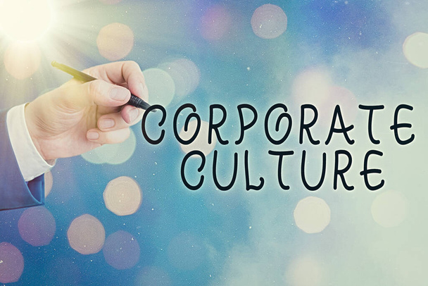 Konceptualne ręczne pisanie ukazujące kulturę korporacyjną. Biznes zdjęcie tekst wszechobecne wartości i postawy, które charakteryzują firmę. - Zdjęcie, obraz