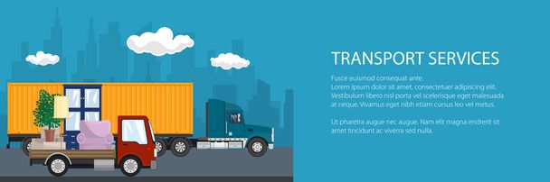 Banner de transporte por carretera y logística - Vector, Imagen