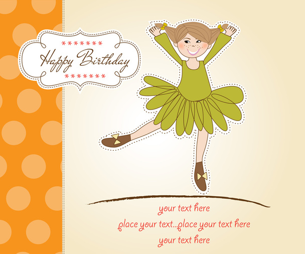 Tarjeta de felicitación de cumpleaños de Sweet Girl
 - Vector, imagen