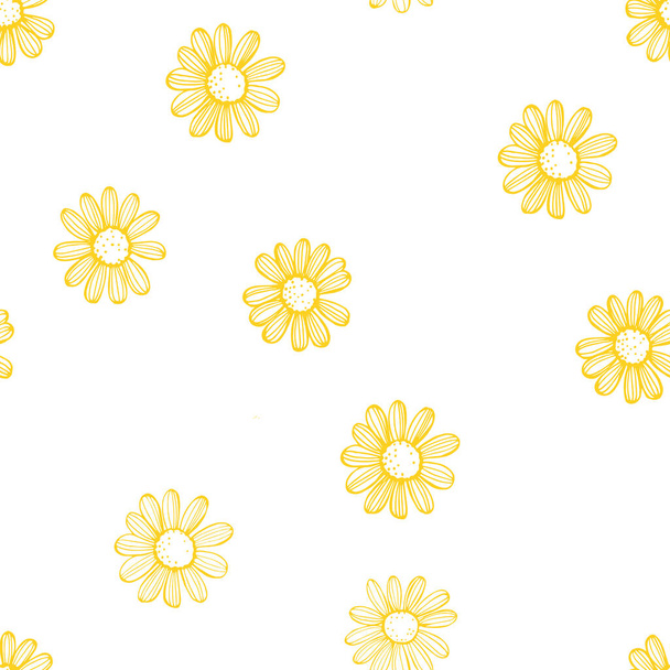 Fleurs de camomille dessinées à la main sur fond blanc .Modèle sans couture vectoriel
 - Vecteur, image