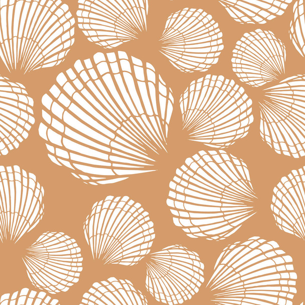 Seamless pattern with seashells. Marine background.  Hand drawn vector illustration in sketch style. Perfect for greetings, invitations, coloring books, textile, wedding and web design. - Vektor, Bild