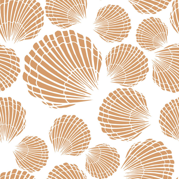 Seamless pattern with seashells. Marine background.  Hand drawn vector illustration in sketch style. Perfect for greetings, invitations, coloring books, textile, wedding and web design. - Vektör, Görsel