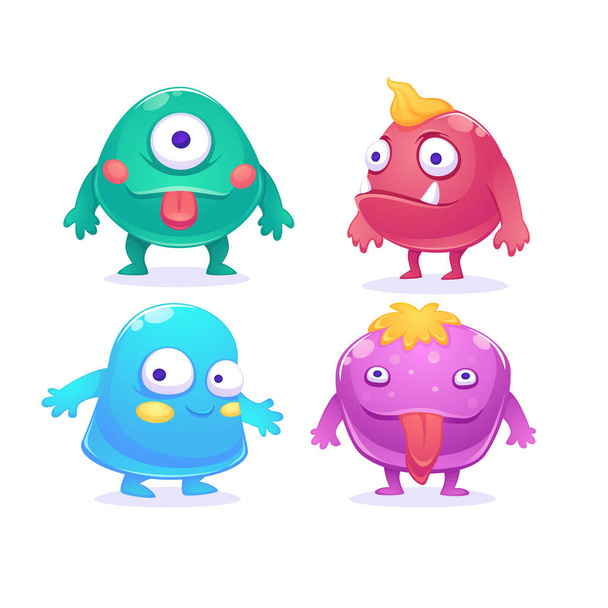 Cute cartoon monsters characters, vector set - Vektor, obrázek