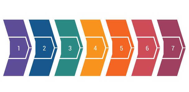 Horizontal numbered color arrows. Template infographics 7 positions for text - 写真・画像