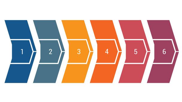 Horizontal numbered color arrows. Template infographics 6 positions for text - Valokuva, kuva