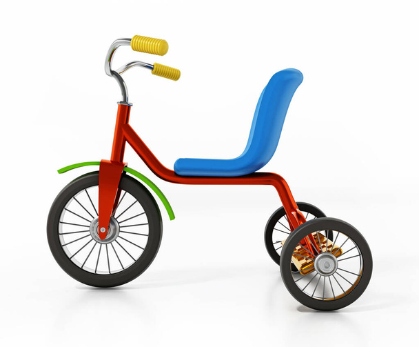 Child bicycle or tricycle isolated on white background. 3D illustration. - Foto, Imagem