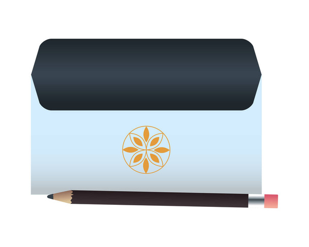 koperta i ołówek z szablonem papeterii - Wektor, obraz