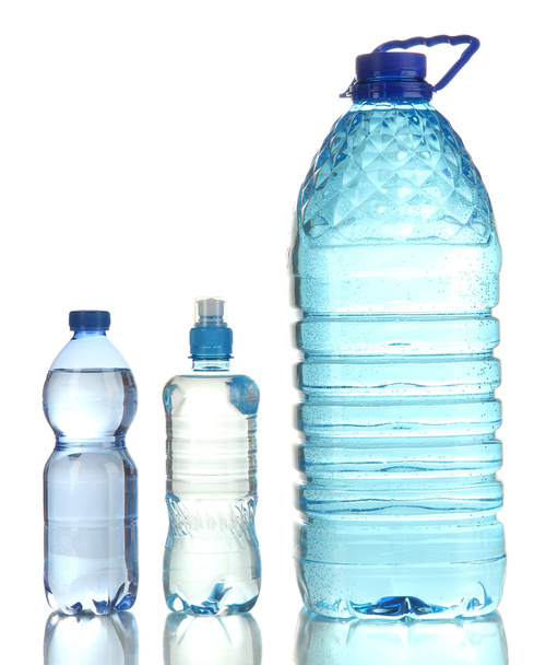 Different water bottles isolated on white - Foto, Bild