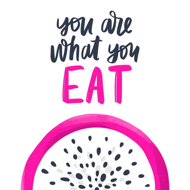 You are what you eat. Vector hand drawn lettering quote about healthy food. - Vektori, kuva