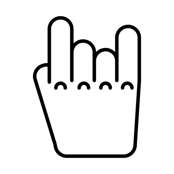 Heavy Metal Horns Hand, Rock Roll Gesture. Flat Vector Icon illustration. Simple black symbol on white background. Heavy Metal Horns Hand, Rock Roll sign design template for web and mobile UI element - Διάνυσμα, εικόνα