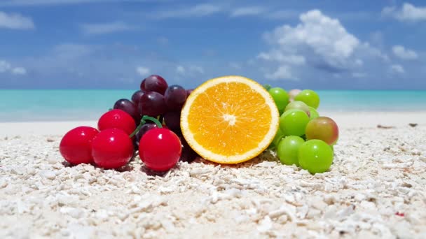 Frutas dulces en la playa. Naturaleza tropical de Bahamas, Caribe.  - Metraje, vídeo