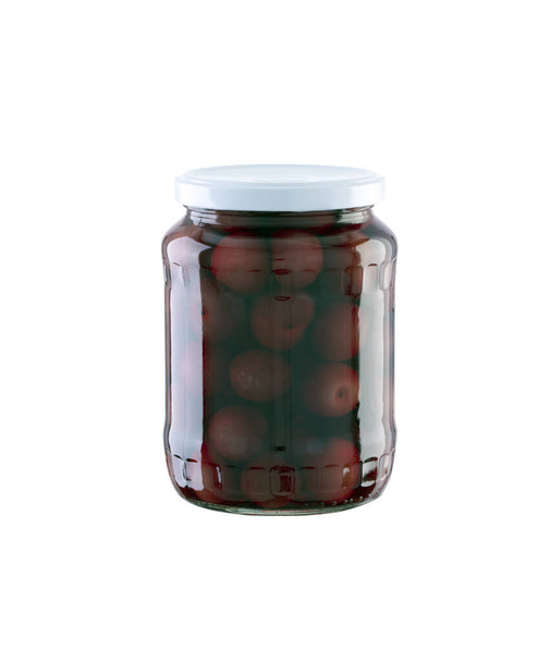 Composta di ciliegie in un vaso di vetro da 700 ml isolato su fondo bianco
. - Foto, immagini