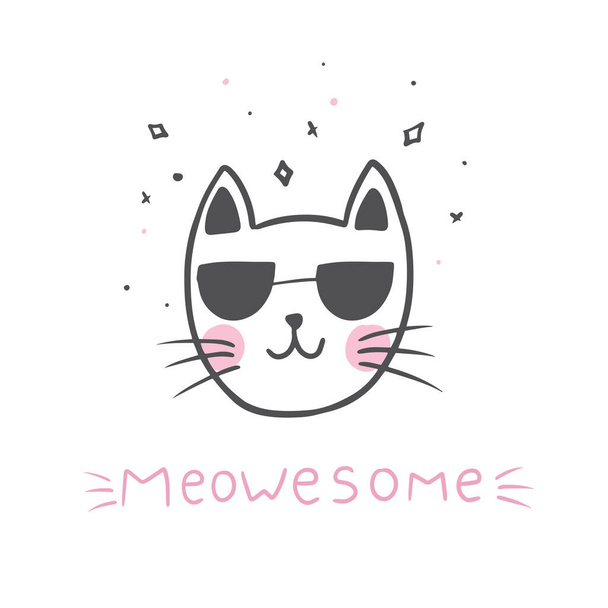 Χαριτωμένη γάτα Doodle στυλ απεικονίσεις. Σύνολο αστείων ζωγραφισμένα στο χέρι γάτες. - Διάνυσμα, εικόνα