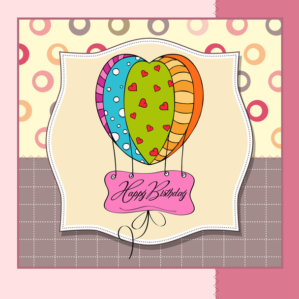 Happy birthday card with balloons. - Vektör, Görsel