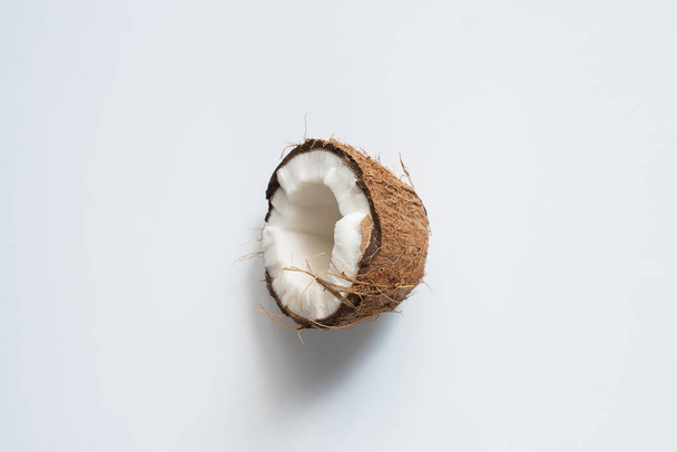 top view of fresh tasty coconut half on white background - Photo, Image