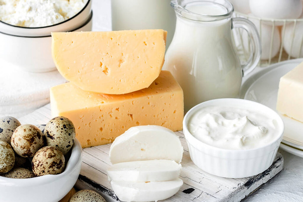 Une variété de produits agricoles. Produits laitiers et produits laitiers variés - Photo, image