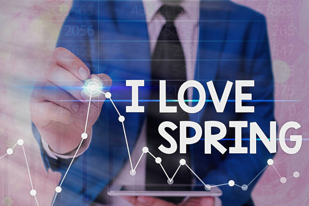 Konzeptuelle Handschrift, die I Love Spring zeigt. Business-Foto zeigt, warum eine starke Zuneigung zu dieser Saison. - Foto, Bild