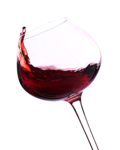 Wineglass with red wine, isolated on white - Photo, Image