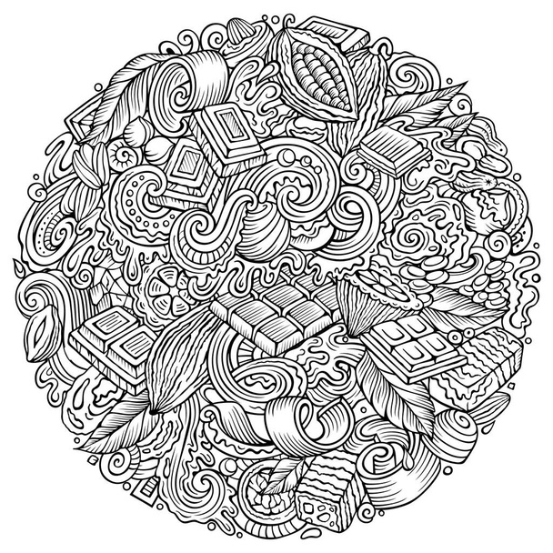 Czekolada ręcznie rysowane rastrowe bazgroły ilustracji. Projekt plakatu Choco - Zdjęcie, obraz