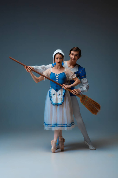 Young and graceful ballet dancers as Cinderella fairytail characters. - Foto, immagini