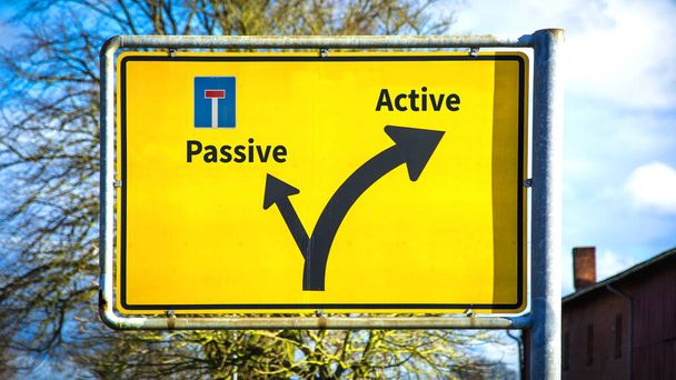 Street Sign the Direction Way to Active versus Passive - Photo, Image
