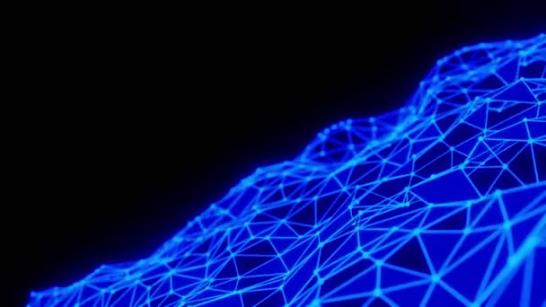 Abstract blue Plexus Glowing waving line dots connect technology futuristic animation background 3d rendering - Footage, Video