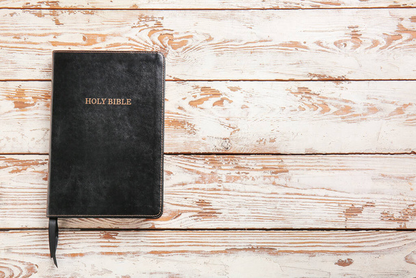 Holy Bible on wooden background - Photo, Image