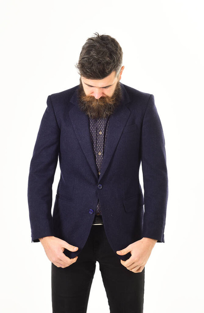 Hipster wears stylish formal suit. Fashionable suit. - Photo, image