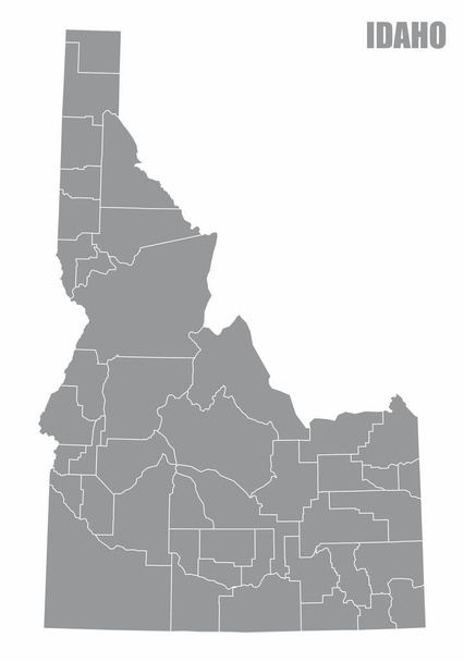 El mapa de los condados del estado de Idaho aislado sobre fondo blanco
 - Vector, imagen