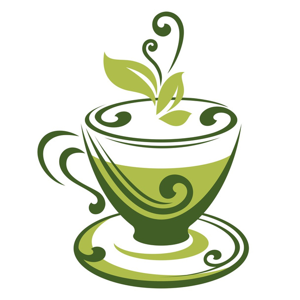 Vector icon of green tea cup - Vektor, kép