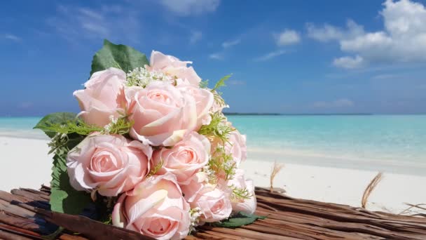 Bridal bouquet on the beach. Sunny summer nature of Bali. - Footage, Video