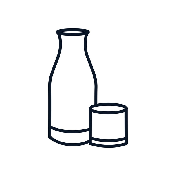 sake ícone estilo linha garrafa japonesa
 - Vetor, Imagem