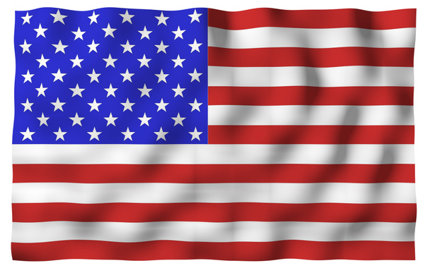 Flagge der Vereinigten Staaten von Amerika schwenkend. Stars and Stripes. Staatssymbol der USA. 3D-Illustration - Foto, Bild