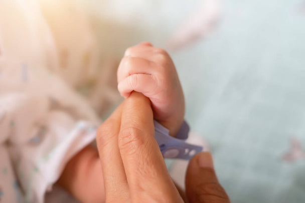 Malá jemná ručička novorozence - portrét zblízka - Fotografie, Obrázek