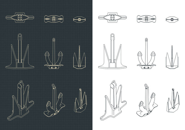 Illustrazione vettoriale stilizzata di diversi disegni di ancoraggio
 - Vettoriali, immagini