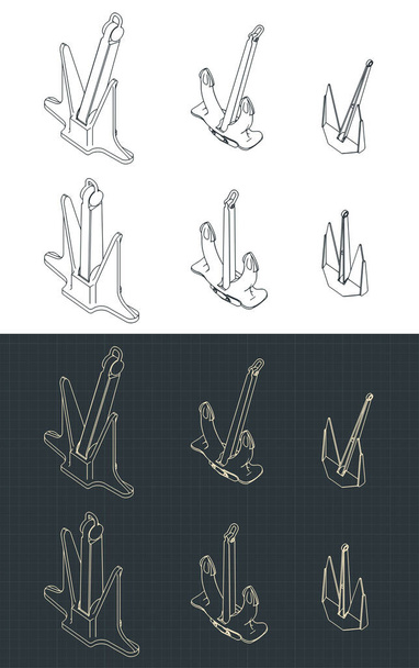Stylized vector illustration of different anchor drawings - Διάνυσμα, εικόνα