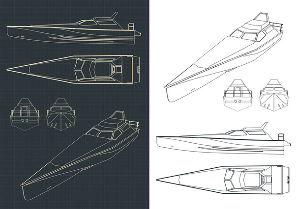 Gestileerde vector illustratie hogesnelheidsboot tekeningen - Vector, afbeelding