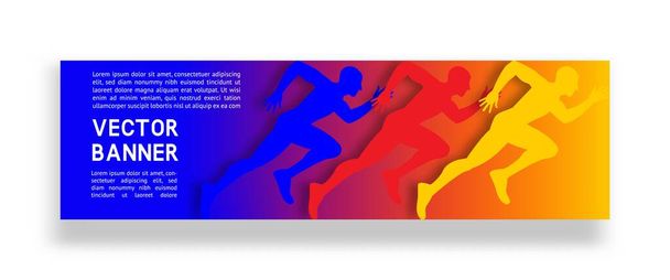Gradient banner with running man - Vector, Image