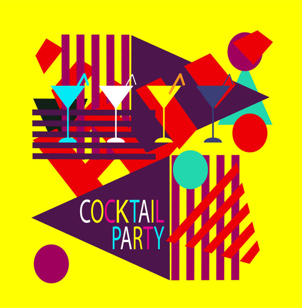 Cocktail κόμμα πολύχρωμο φόντο γεωμετρική αφηρημένη με ποτήρι μαρτίνι.  - Διάνυσμα, εικόνα