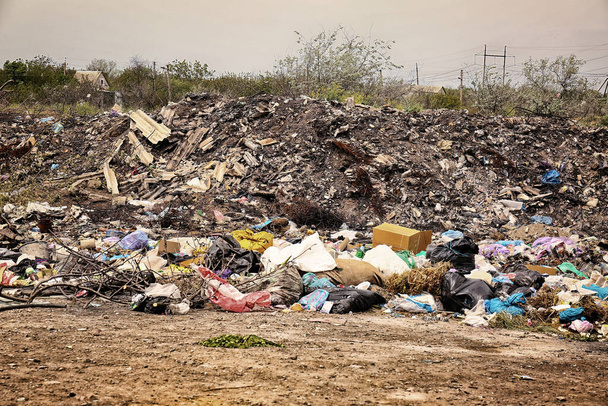 View of landfill outdoors. Concept of soil pollution - Photo, Image